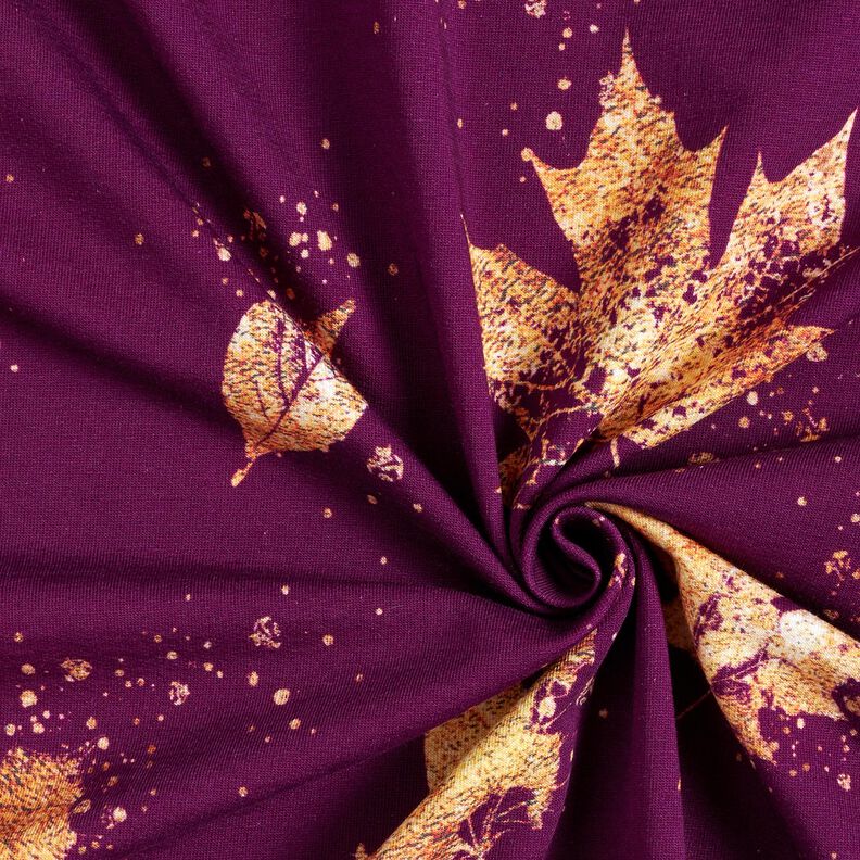 French Terry gyllene höstlöv | Glitzerpüppi – druva/guld,  image number 3