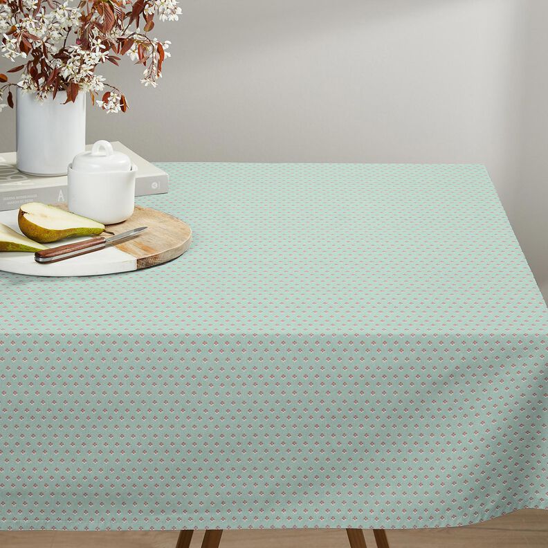 Bomullstyg Poplin Minispikar – ljus mint/mörk gammelrosa, image number 7