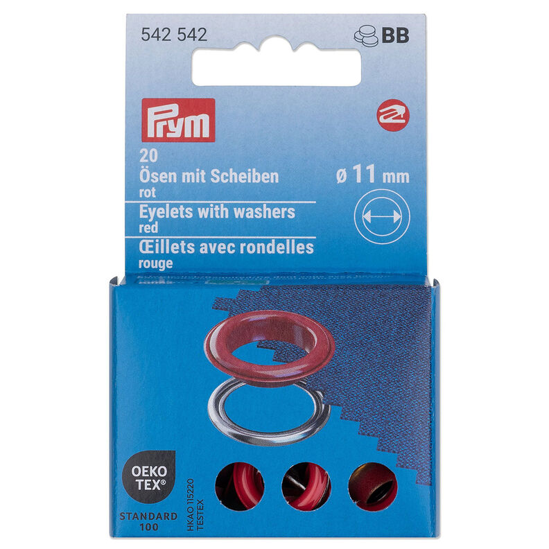Öljetter med brickor [20 stycken | Ø 11 mm] | Prym – rött/silvermetallic,  image number 1