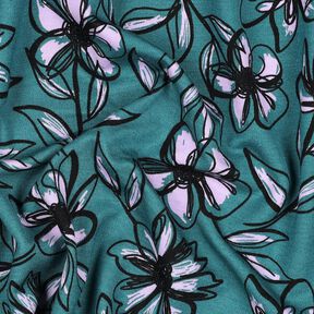 Romanitjersey Blommor – petrol/fläder, 