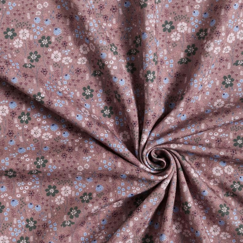Bomullsjersey skogsblomsteräng Digitaltryck – mörk gammalrosa,  image number 3