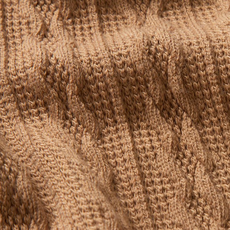 Stickat tyg flätat mönster – rådjursbrun, image number 5