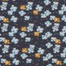 Bomullsjersey Söta blommor – svartblå,  thumbnail number 1
