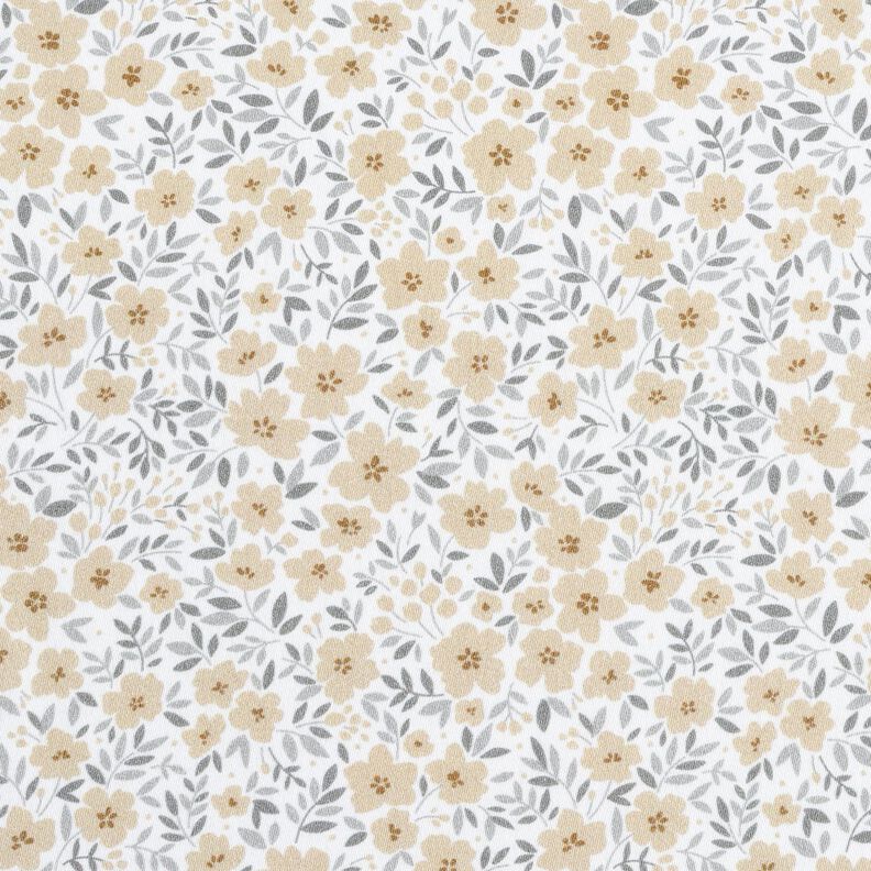 Dekorationstyg Bomullssatin blomsterhav – cashew/vit,  image number 1