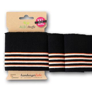 GOTS Ribbade muddar CUFF ME COLLEGE [ 140 cm | 7 cm ] | Albstoffe – svart/brandgul, 