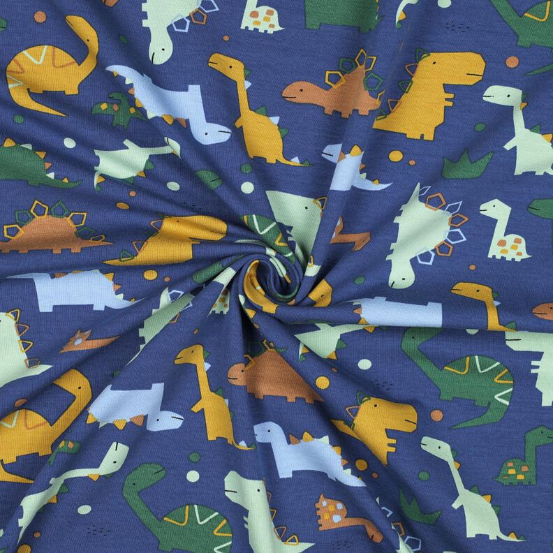 Sommarsweat dinosaurier | Poppy Fabrics – indigo/ljusblå, image number 3