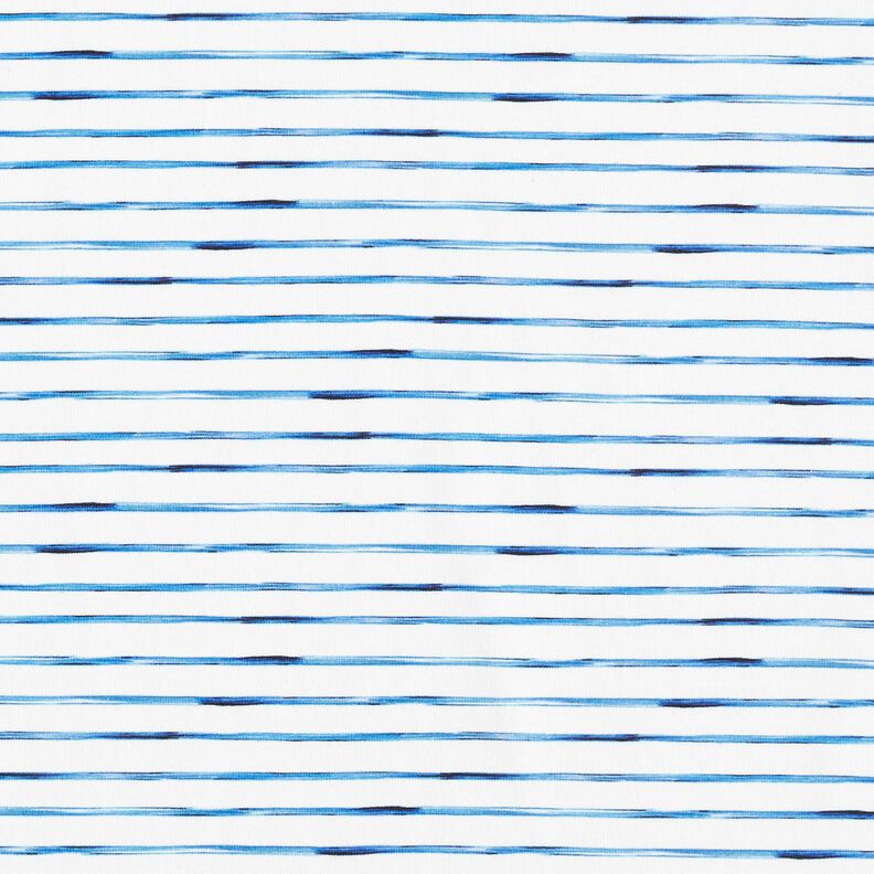 Bomullsjersey Akvarellränder Digitaltryck – elfenbensvit/kungsblått,  image number 1