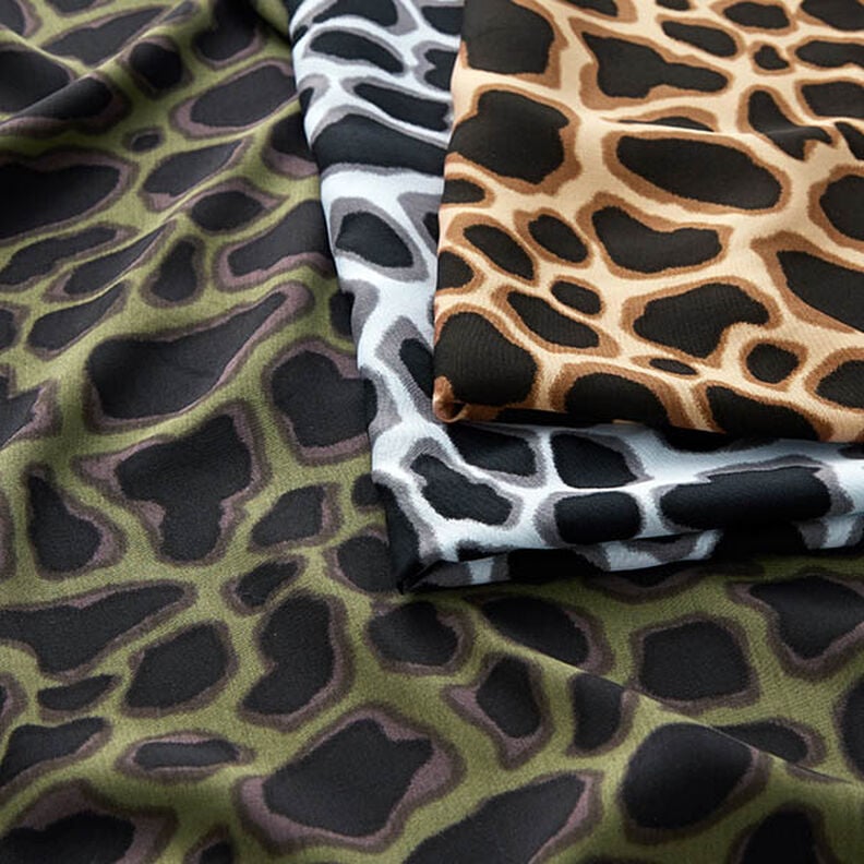 viskostyg leopardmönster – ljusblått/svart,  image number 5