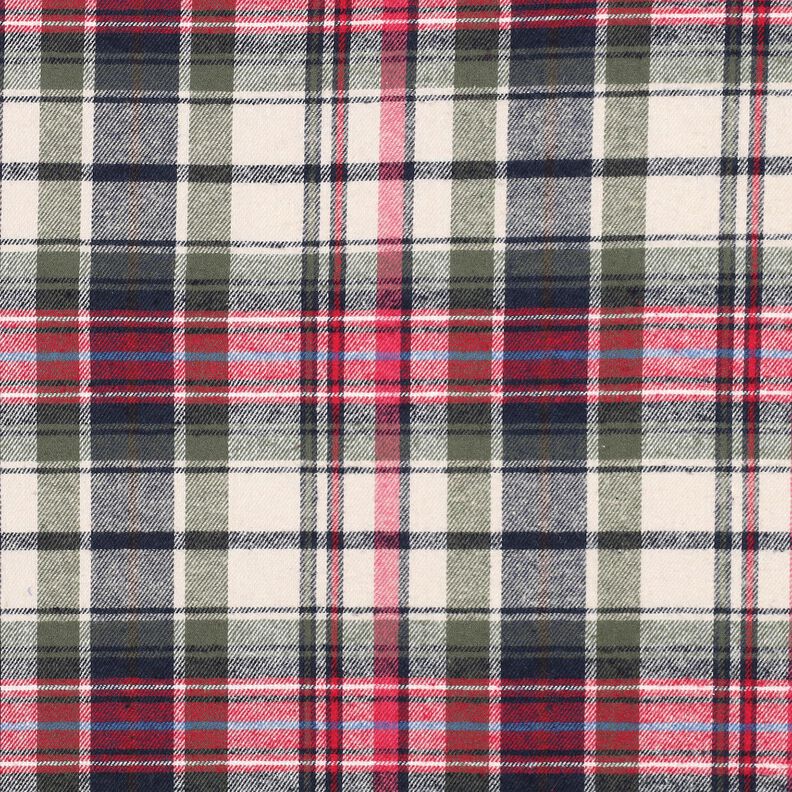 Bomullsflanell Rutigt | Poppy Fabrics – oliv/rött,  image number 1