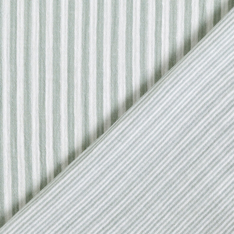 Muslin/Dubbel-krinkelväv Dubbelsidigt Ränder – vass/vit,  image number 1