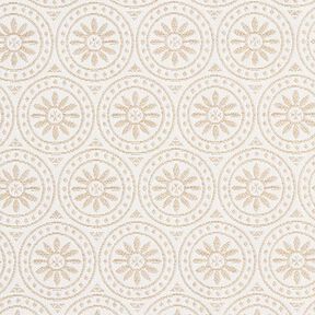 Outdoortyg jacquard Cirkel-ornament – beige/yllevit, 