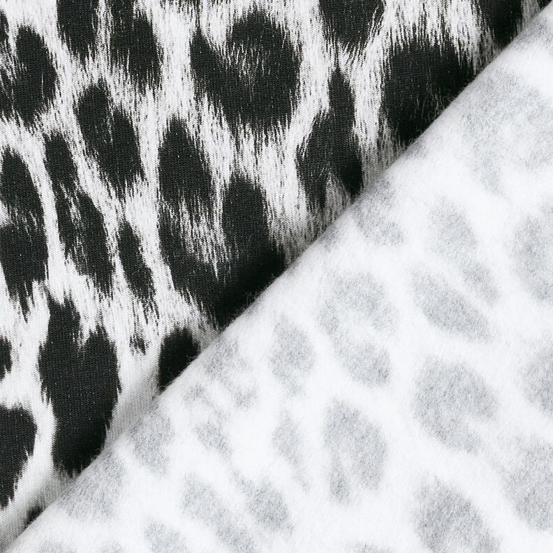 French Terry, borstad, snöleopard digitaltryck – svart/vit,  image number 4