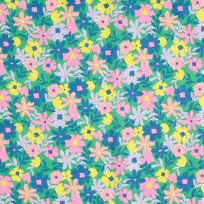 Behandlad bomull Pastellblommor | Poppy Fabrics – gräsgrönt/rosa, 