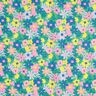 Behandlad bomull Pastellblommor | Poppy Fabrics – gräsgrönt/rosa,  thumbnail number 1