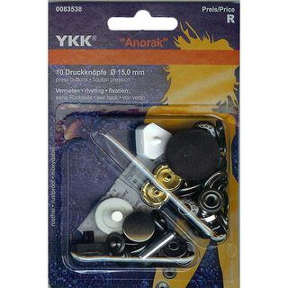 Sy-fria tryckknappar Anorak 5 – svart | YKK, 