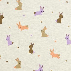 Bomullsjersey Kaniner och hjärtan | Poppy Fabrics – yllevit, 