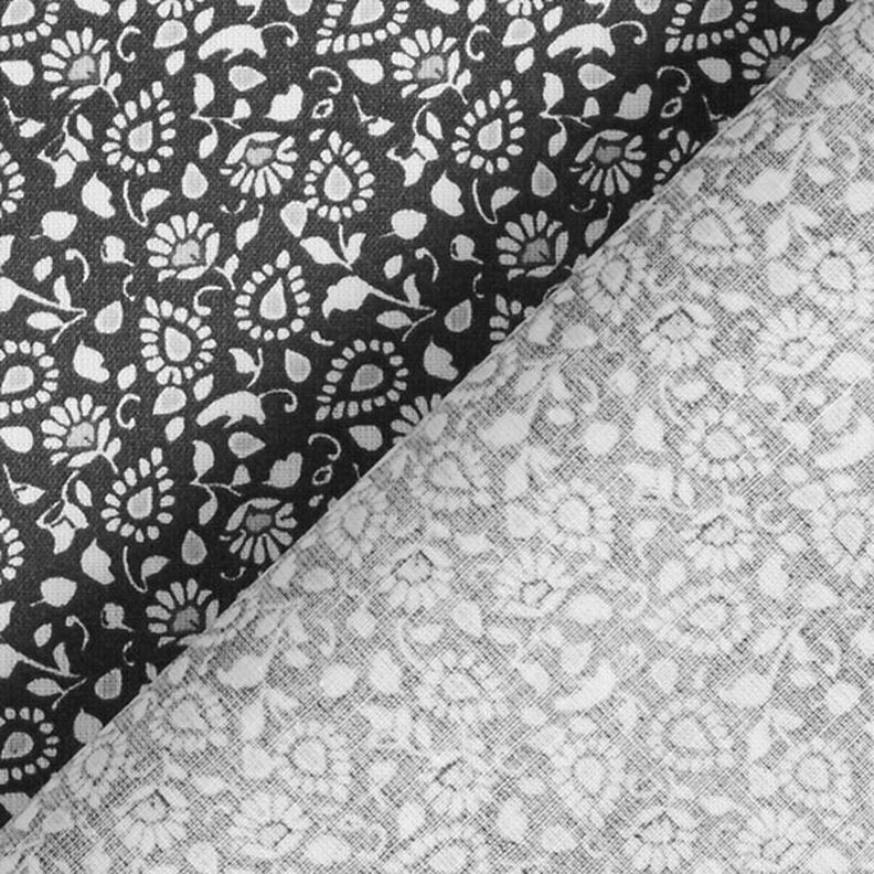 Bomullstyg kretong Litet paisley-mönster – mörkgrå,  image number 4