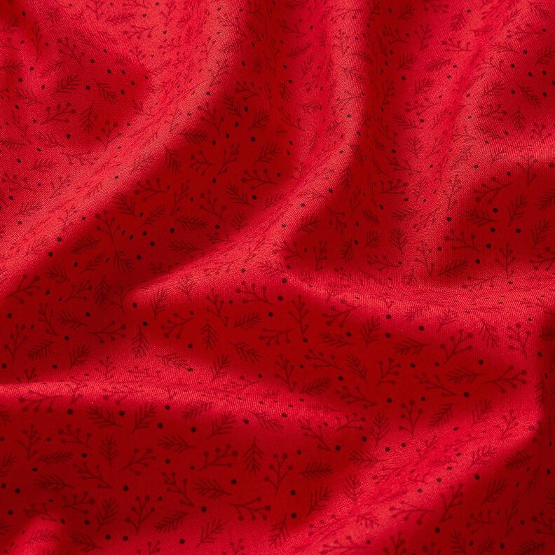 Bomullstyg Poplin festliga grenar – mörkröd,  image number 2