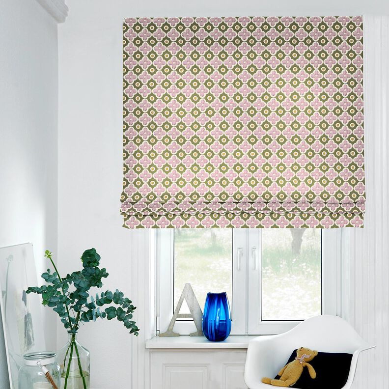 Dekorationstyg Canvas Broderi-look – pinjegrön/ljus gammalrosa, image number 5