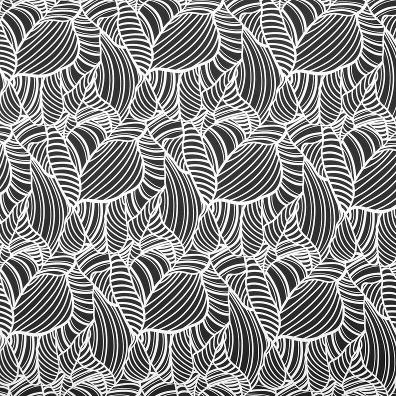 viskosjersey abstrakta blad – svart/vit,  image number 1