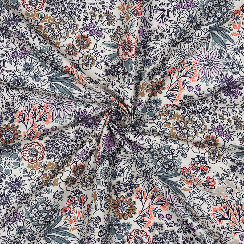 Bomullspoplin Vilda blommor | Poppy Fabrics – vit, image number 3