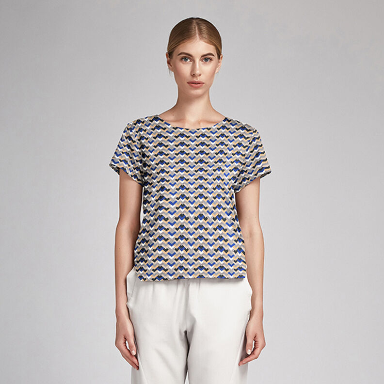 lätt satin retromönster – indigo/beige, image number 5