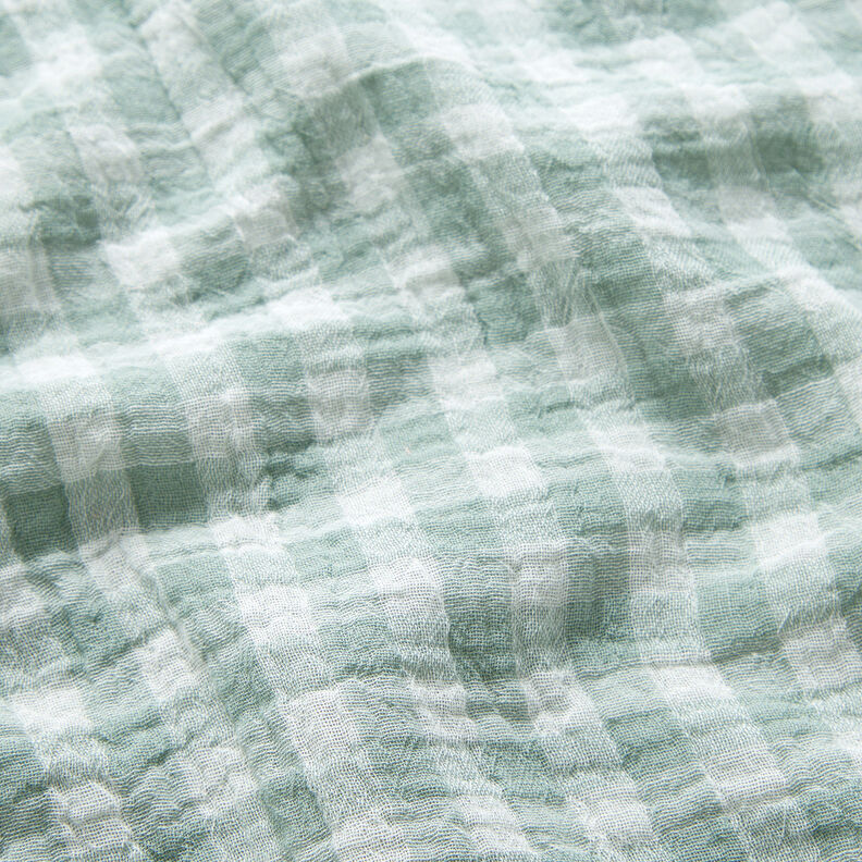 Muslin/Dubbel-krinkelväv vichyrutig garnfärgad – vass/vit,  image number 3
