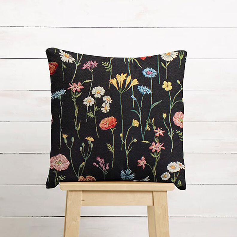 Dekorationstyg Gobeläng Vilda blommor – svart/rose, image number 8