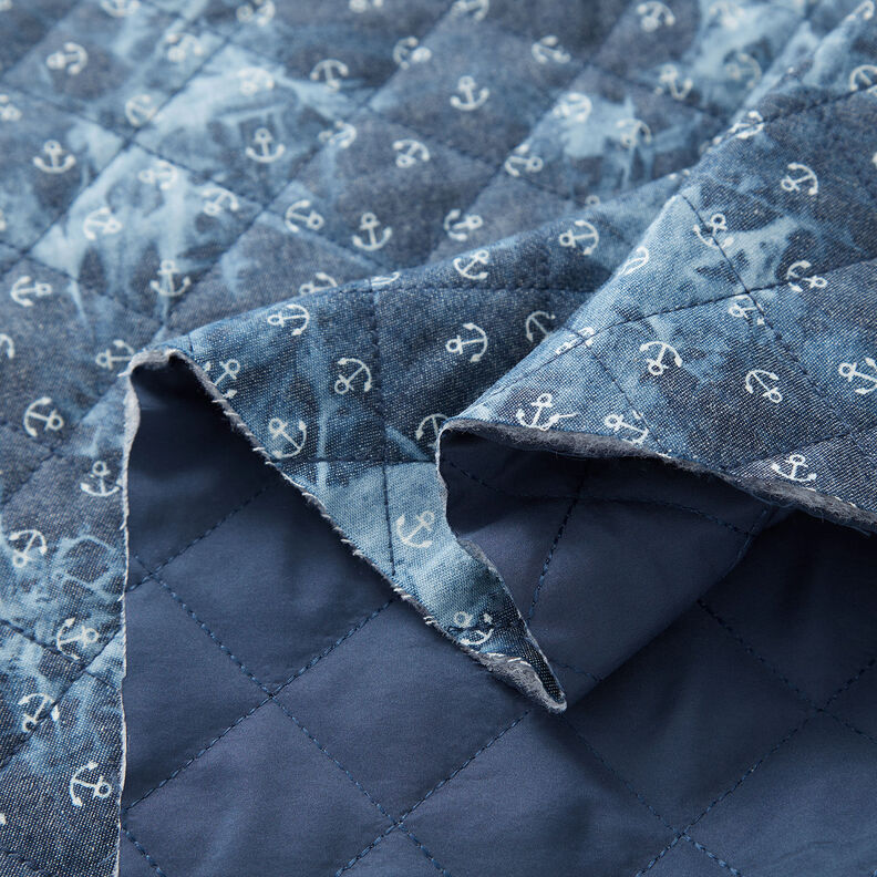 quiltat tyg chambray ankare batik – jeansblå,  image number 3
