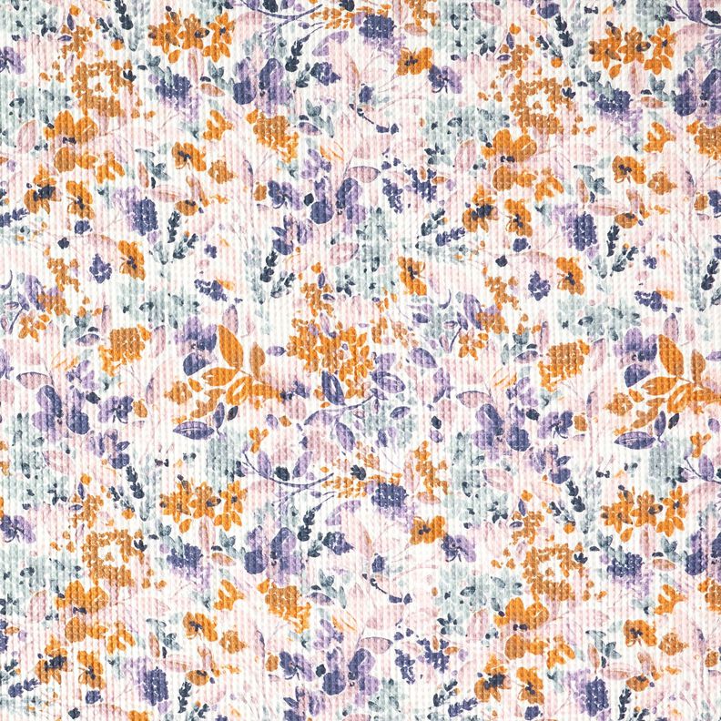Våffelpiké akvarellblommor | Poppy Fabrics – vit/lavender, image number 1