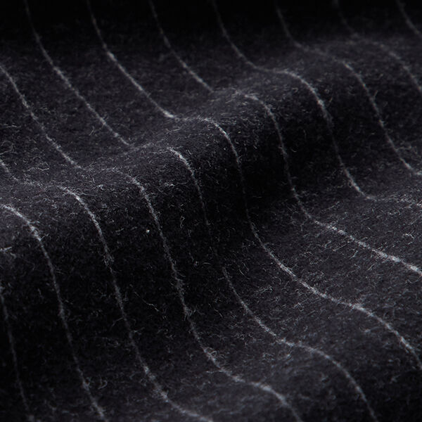Stickad jacquard uppruggad kritstrecksränder – svart, image number 3