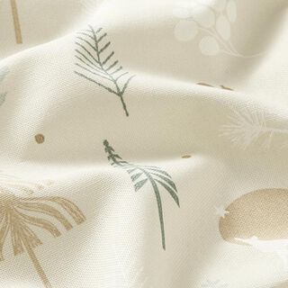 Dekorationstyg halvpanama Skogsdjur – ljusbeige, 