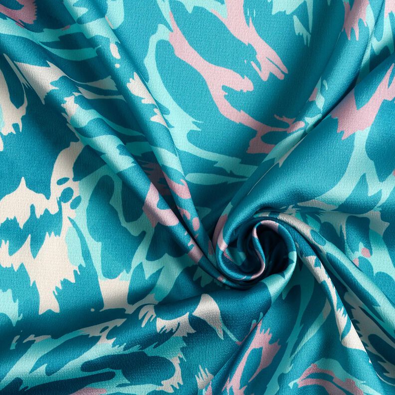 Crepesatin abstrakta kronblad – turkos/kräm,  image number 3