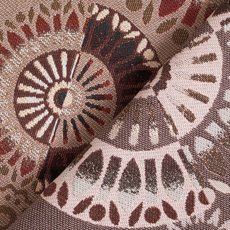 Dekorationstyg Jacquard Elegant mandala – mörk gråbrun/burgunder, image number 4