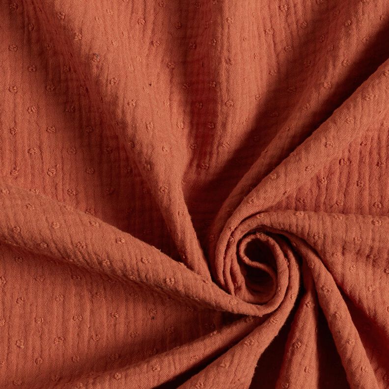 Muslin/Dubbel-krinkelväv dobby – terracotta, image number 3