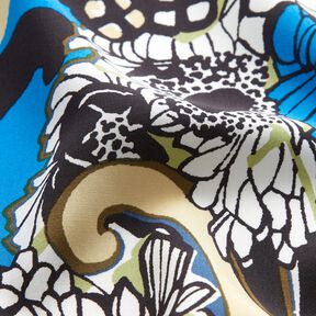 Viskostyg blommor och blad &ndash; svart, 