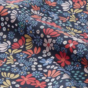 Bomullstyg Kretong blandade blommor – nattblå, 