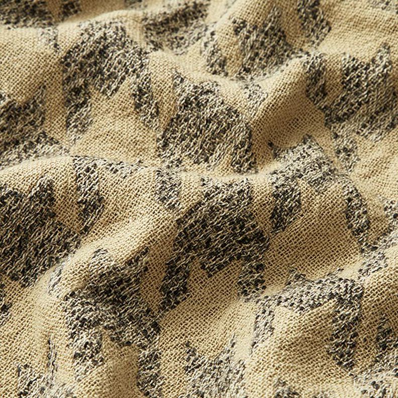 Dubbelvävt tyg med stort hundtandsmönster – beige/grått, image number 2