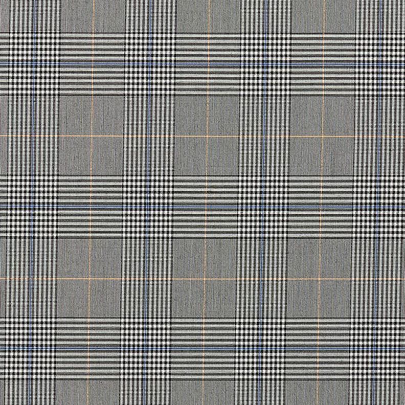 Viskosstretch Glencheck-rutor – grått/indigo, image number 1