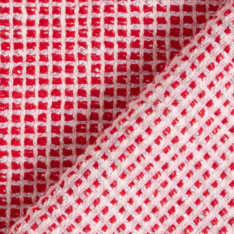 Bouclé bomullsmix struktur – rött/vit,  image number 4