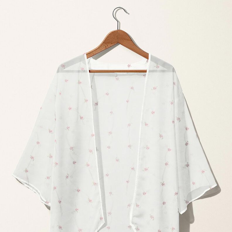 Softmesh broderade blommor – vit/rose, image number 7