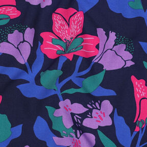 LENZING™ ECOVERO™ viskostyg  Amira Floral | Nerida Hansen – nattblå/intensiv rosa, 