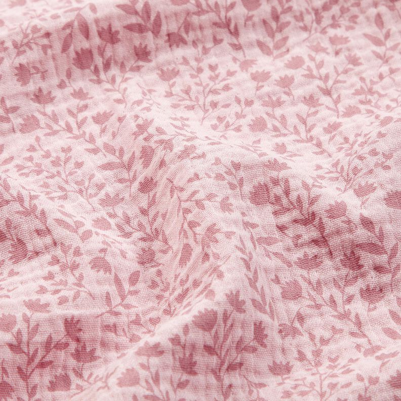 Muslin/Dubbel-krinkelväv tvåfärgade blomrankor – ljus gammalrosa, image number 2