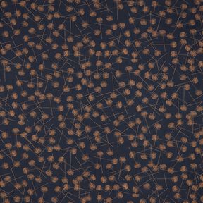 Bomullsjersey abstrakta växter – svartblå/ljusbrun, 