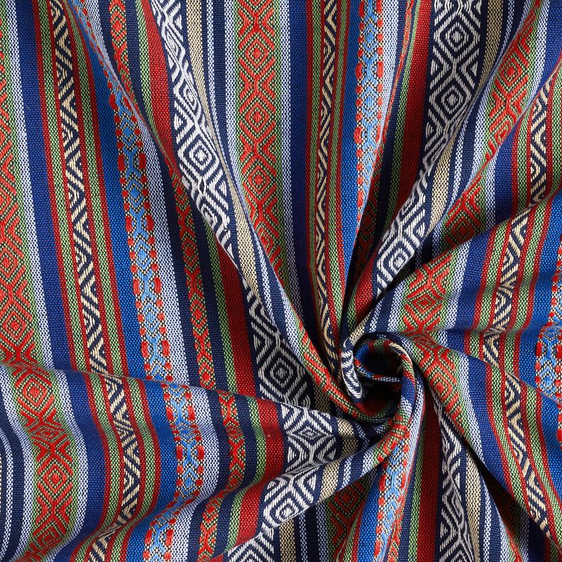 Dekorationstyg Jacquard abstrakta ränder – marinblått/kaminrött, image number 3