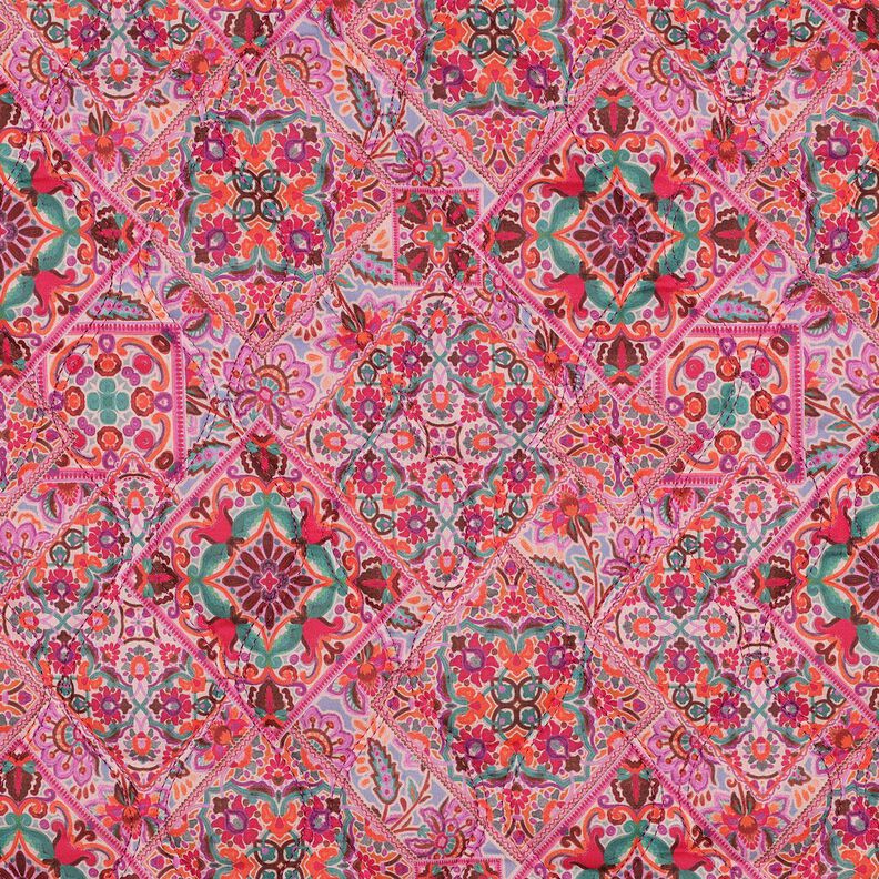 Quiltat tyg Dubbelsidigt romber | Poppy Fabrics – intensiv rosa/grangrön,  image number 4