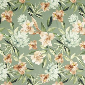 Crepesatin magnolior med palmblad – vass/beige, 