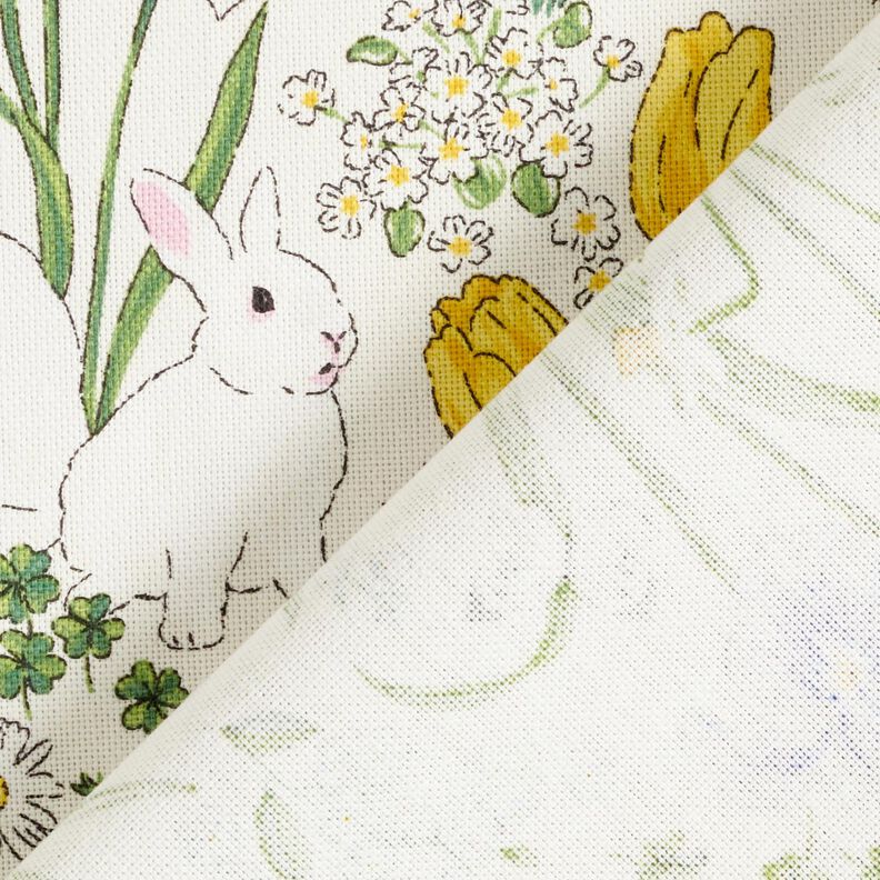 Dekorationstyg Halvpanama kaniner på blomsteräng – elfenbensvit/ljusrosa,  image number 4