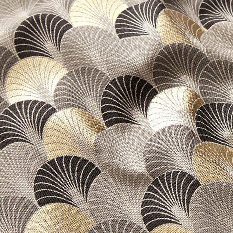 Dekorationstyg Halvpanama premium bågar guldtryck – svart/guld,  image number 2