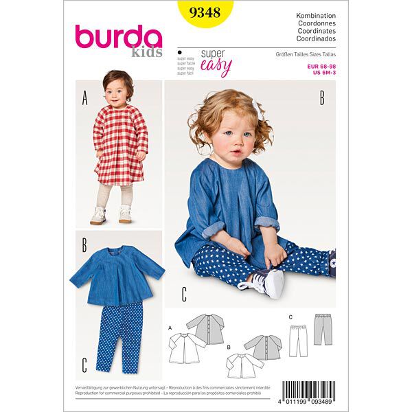 Babyklänning | Blus | Byxor, Burda 9348 | 68 - 98,  image number 1